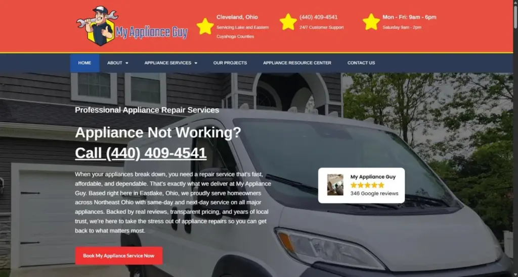 local seo for small business case study my appliance guy homepage