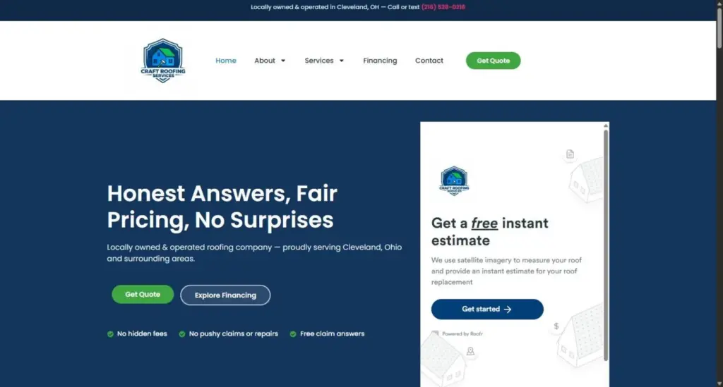 seo for roofers case study craft roofing site